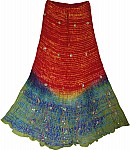 Boho Silk Skirt with Sequins