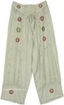 Comfy Green Pants with Embroidery [9807]