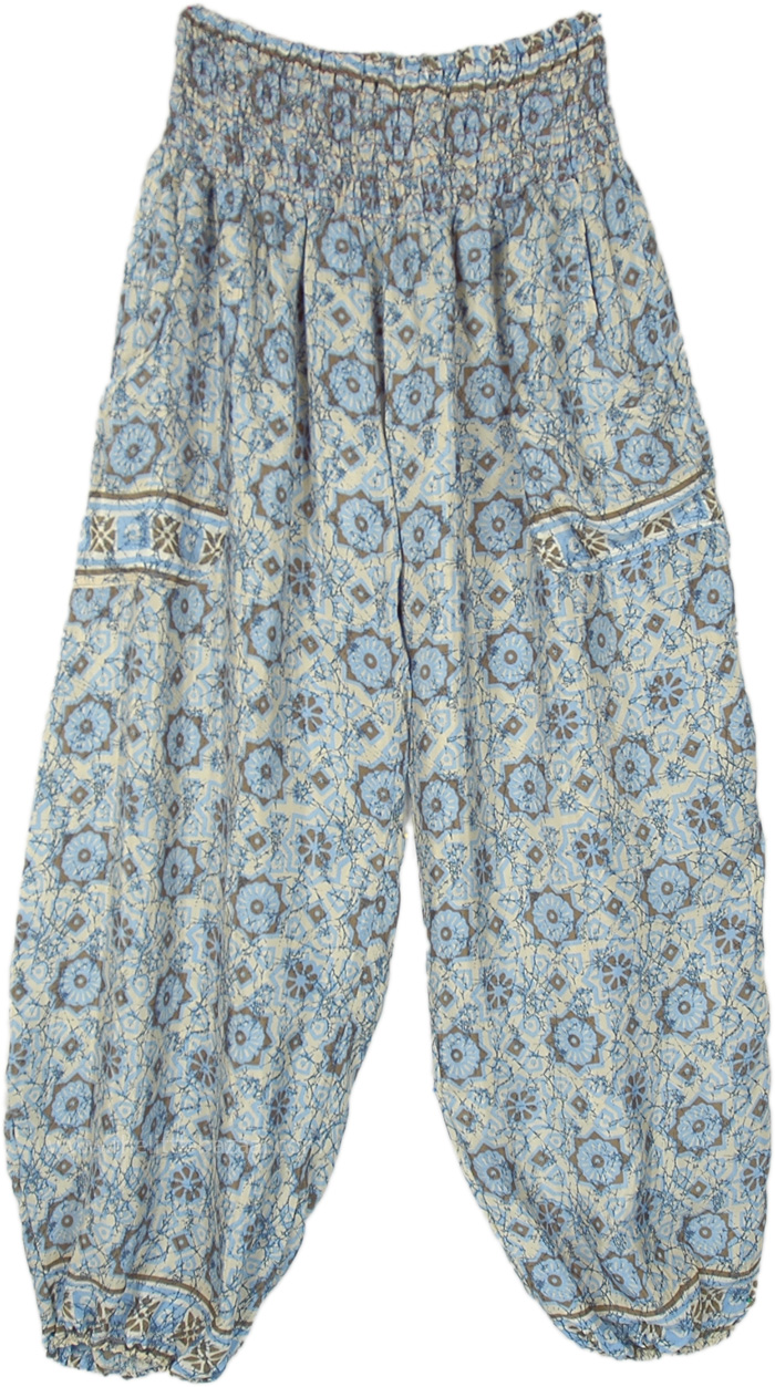 Nathan Pocket Printed Pants, Bowlegged Saree Printed Unique Soft Pants