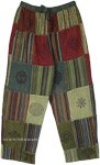 Boho Tribal Pants Green with Patchwork [9848]