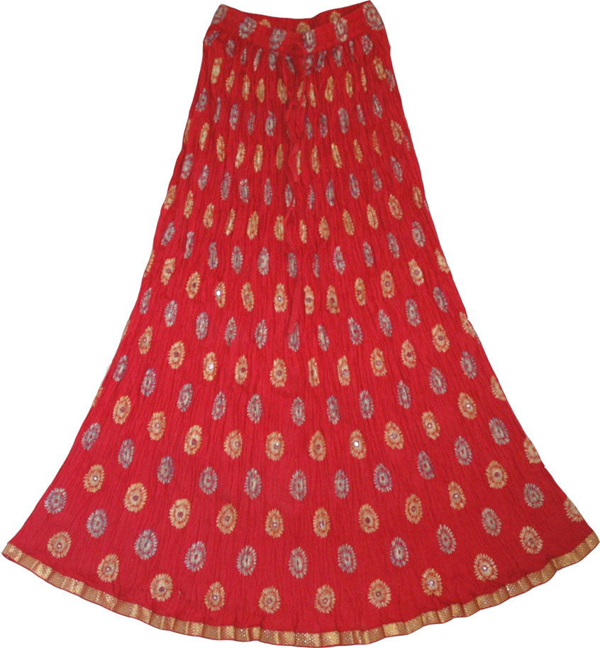 Chakra Ethnic Skirt in Tamarillo