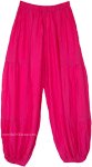 Bohemian Pink Rayon Loose Pants with Elastic Waist [9881]