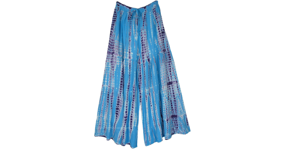 Deep Wave Blue TieDye Split Skirt Pants | Blue | Split-Skirts-Pants ...