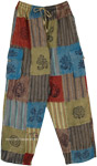 Raspberry Brown Striped Patchwork Harem Pants