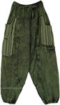 Bottle Green Piped Harem Style Hippie Pocket Pants