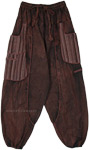Unisex Harem Pants in Brown with Pockets [9907]