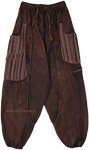 Brown Town Stripes Drop Crotch Aladdin Pants