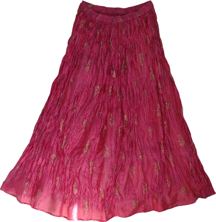 Fuschia Pink Shiny Summer Skirt