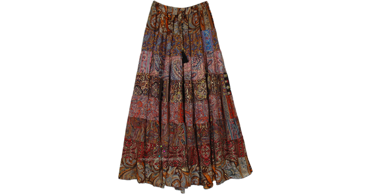 Romantic Legion Multi Panel Maxi Long Skirt | Brown | Patchwork, Maxi ...