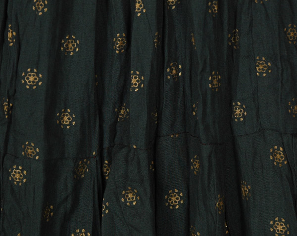 Bejeweled Green Printed Long Skirt in Cotton