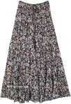 Chic Boho Skirt in Brown White in a Floral Print [9988]
