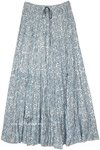 Blue Flakes Printed Long Skirt in Cotton