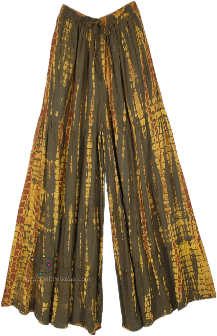 Golden Henna Tie Dye Flowy Pants