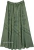 Basil Avian Green Flowy Maxi Skirt