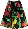 Black Floral Sequin Cotton Mid Length Skirt