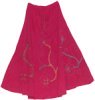 Long Crinkled Cotton Cardinal Skirt