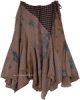 Mudstone Mixed Patchwork Harem Pants with Drawstring Elastic Waist