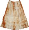 Scaler Brown Layered Cotton Petite Ankle Length Skirt