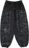 Mudstone Mixed Patchwork Harem Pants with Drawstring Elastic Waist