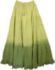 Military Ombre Green Tiered Cotton Long Skirt