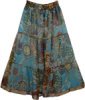 Ethnic White Tiered Cotton Skirt with Paisley and Floral Print