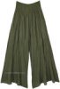 Dark Green Cotton Palazzo Pants with Pockets