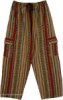 Unisex Woven Stripes Hippie Cargo Winter Pants