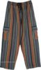 Unisex Rust Teal Stripes Hippie Cargo Winter Pants