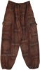 Dark Gray Unisex Boho Cotton Pants with Cargo Pockets