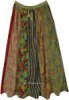 Green Bloom Long Panel Patchwork Long Skirt