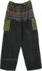 Olive and Black Wide-Leg Cotton Long Boho Trousers