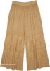 Paisley Print Brown Long A-Line Skirt with Lace