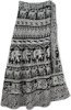 White Sequin Skirt with Purple Motifs