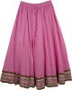 Pink Charm Moroccan Flare Cotton Skirt with Border Trim