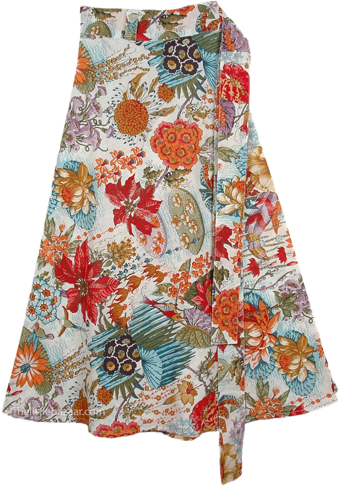 Vertical Panels Colorful Cotton Knee Length Skirt