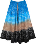 Sky Blue Summer Tie Dye Cotton Long Skirt