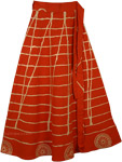 Long Crinkled Cotton Cardinal Skirt