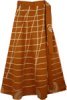 Ethnic Floral Blue Brown Boho Cotton Wrap Skirt