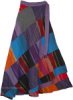 Petite Ankle Length Groovy Colorful Patchwork Wrap Around Skirt in 