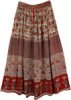 Ethnic Gypsy Maxi Skirt with Floral Patterns in Beige