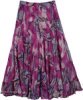 Purple Printed Summer Cotton Six Tiered Long Skirt