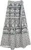 Flowers and Elephants Bohemian Wrap Around Skirt in White