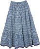 Cloud Burst Blue Cotton Long Summer Skirt