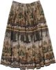 Plus Size Green Bark Cotton Woven Wrap Mid Length Skirt