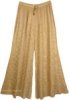 Biege Embroidered Womens Wide Leg Pant