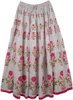Lovsickle White Pink Floral Long Skirt