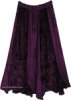 Luxe Purple Velvet Embroidered Panels Maxi Skirt