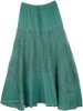Teal Rodeo Lace Up Style Handkerchief Hem Mid Length Skirt