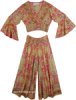 Summer Petals Wide Leg Pants and Crop Top Set