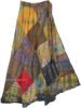 Olive and Black Wide-Leg Cotton Long Boho Trousers